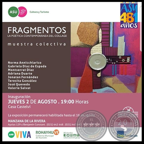    	FRAGMENTOS La poética contemporánea del collage - Muestra Colectiva - Artista: Norma Annicchiarico - Jueves, 2 de Agosto de 2018